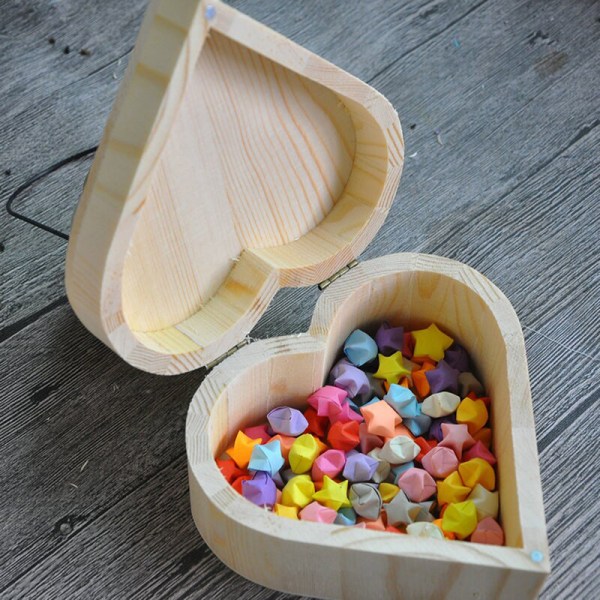 Trä Förvaringslåda Retro Creative Wood Packing Hjärta Box B2