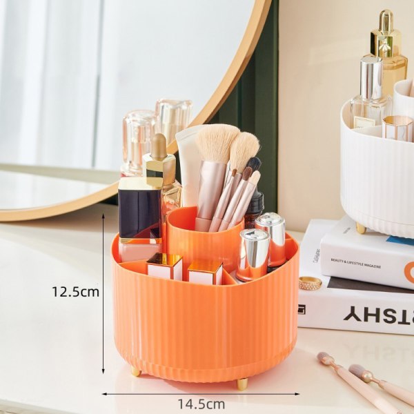 360 Roterande Sminkborstehållare Desktop Kosmetisk Organizer Orange