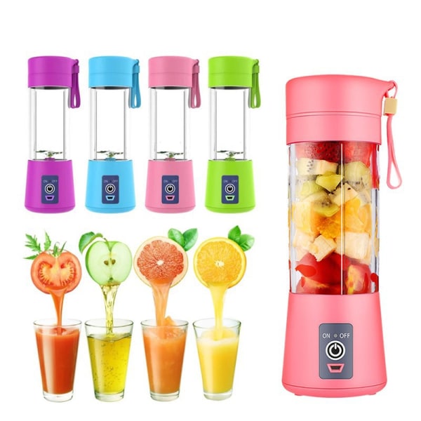 Mini Travel Elektrisk USB Uppladdningsbart batteri Mix Juice Blender Blue 2 blades