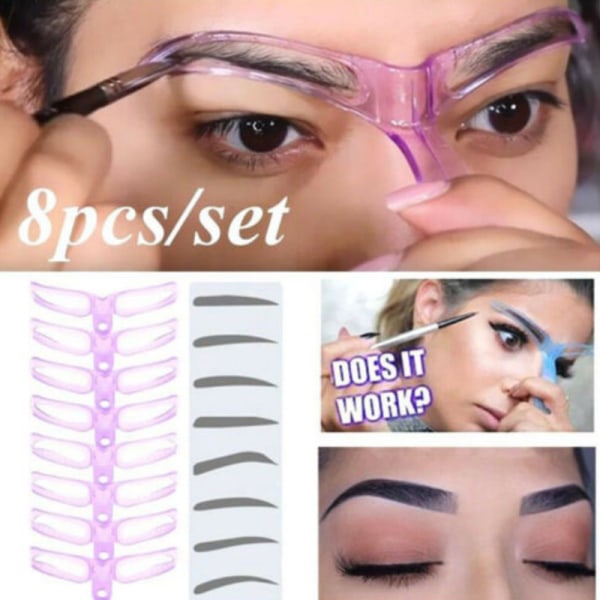 8 ST Ögonbrynsformare Makeup Mall Grooming Shaping Stencil Kit 8pcs/set