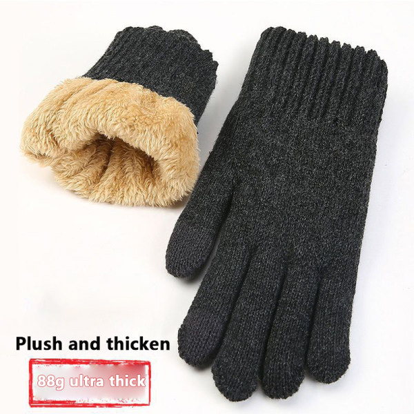 Vinter Herr Varma Full Finger Touch Handskar Stickade Handskar Black