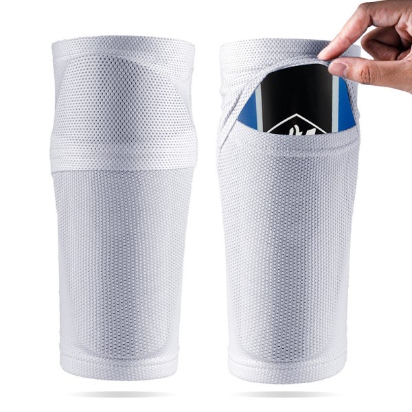 1 par Fotbolls-Shin Guard Sleeve Med Pocket Calf Sports-strumpor White