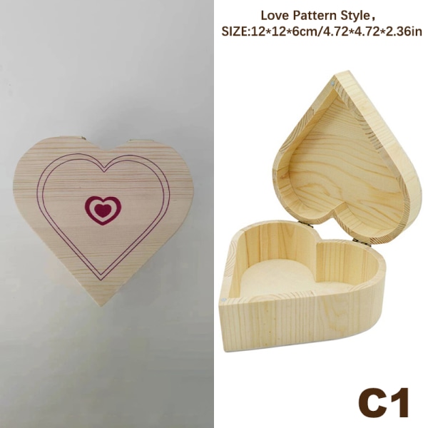 Trä Förvaringslåda Retro Creative Wood Packing Hjärta Box C1