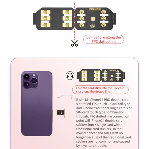 R-SIM18+ Dual-Chip CPU-upplåsningskort för IPhone14~6-serien iOS
