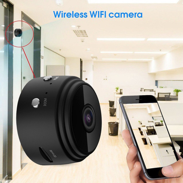 IP-kamera Wifi Säkerhetsövervakningskamera HD 1080p-sensor Black
