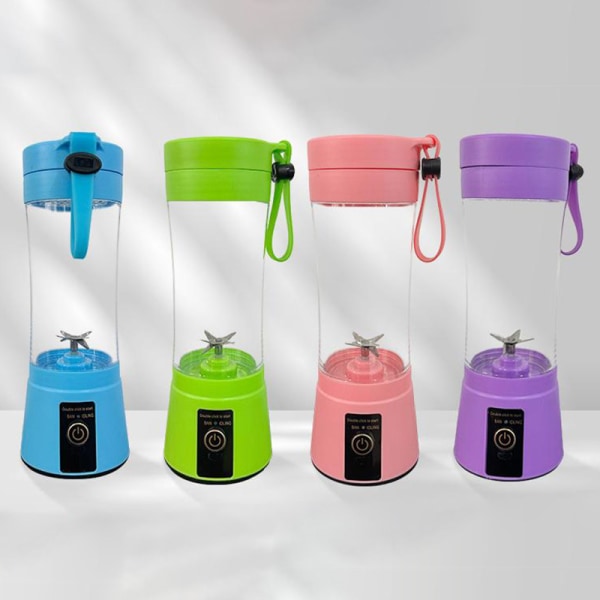Mini Travel Elektrisk USB Uppladdningsbart batteri Mix Juice Blender Pink 6 blades