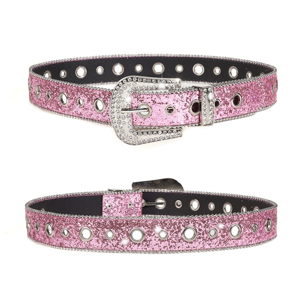 Shinning för Rhinestone Bälten PU Läder Western Girl Bälte Pink