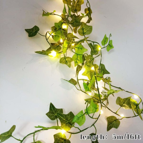 Green Ivy Leaves Fairy String Lights Batteridriven A10