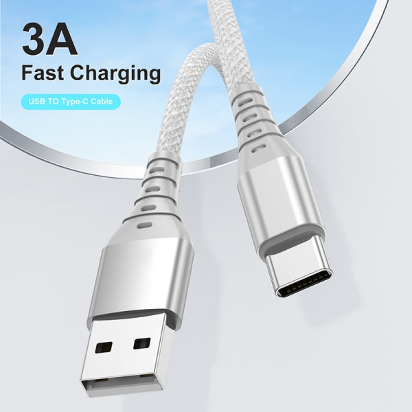 3A Snabbladdning USB Typ C Kabeltelefon Kabel Typ-C Laddare white 0.3m