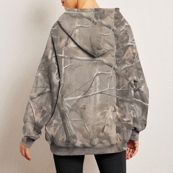 Dam Camo Hoodie Print Fleece Sweatshirt Casual Pullover coffee M