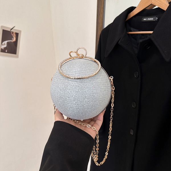 Circular Ring Portable Evening Bags Metal Round Ball Handväska Pink