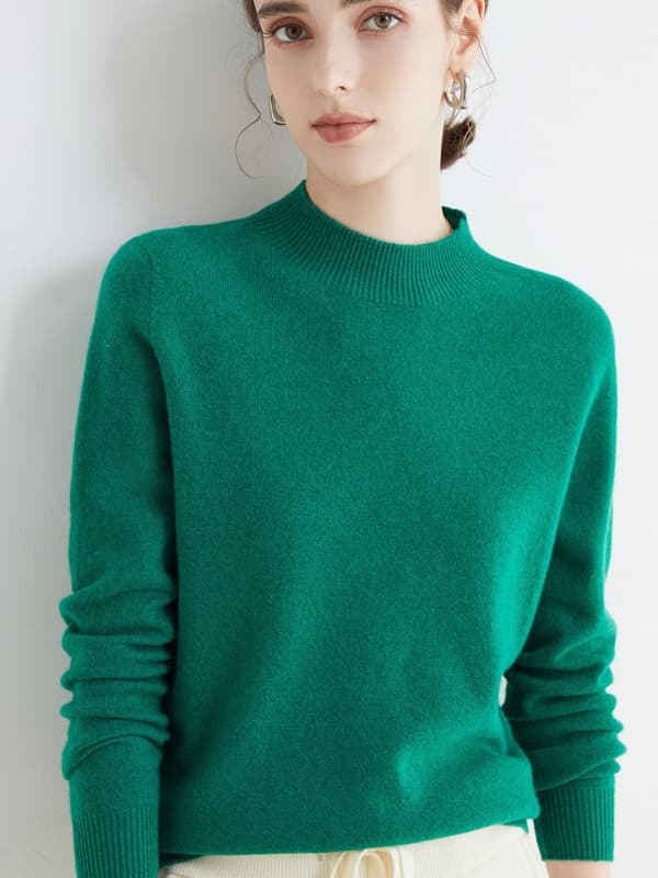 Damtröja i 100 % ull DarkGreen S