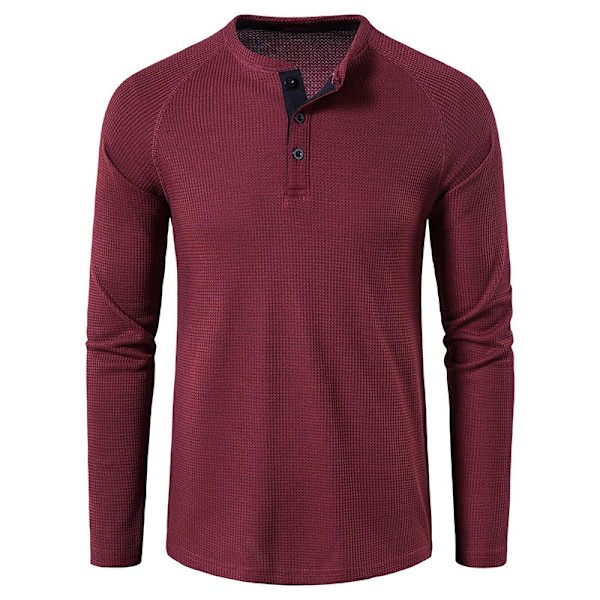 Casual Henley-skjorta för män WineRed Euro M