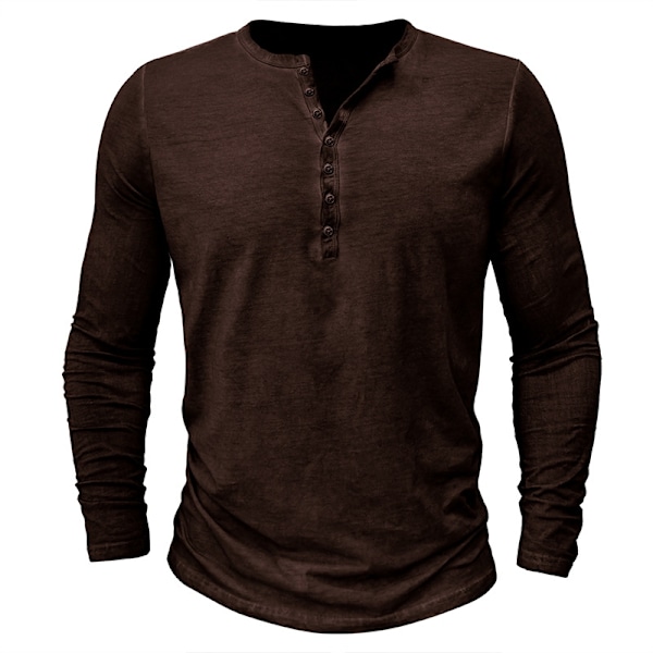 Långärmad Henley t-shirt för män i bomull dark grey Euro S