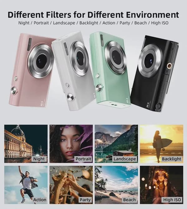 Digital kamera 4K 48 MP light purple camera+32GB memory card