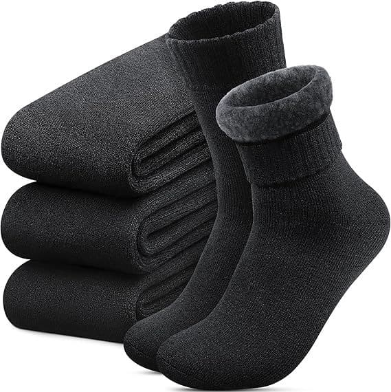 6-pack herrsockor för vintern, värmande 2 x black, 2 x grey, 2 x brown