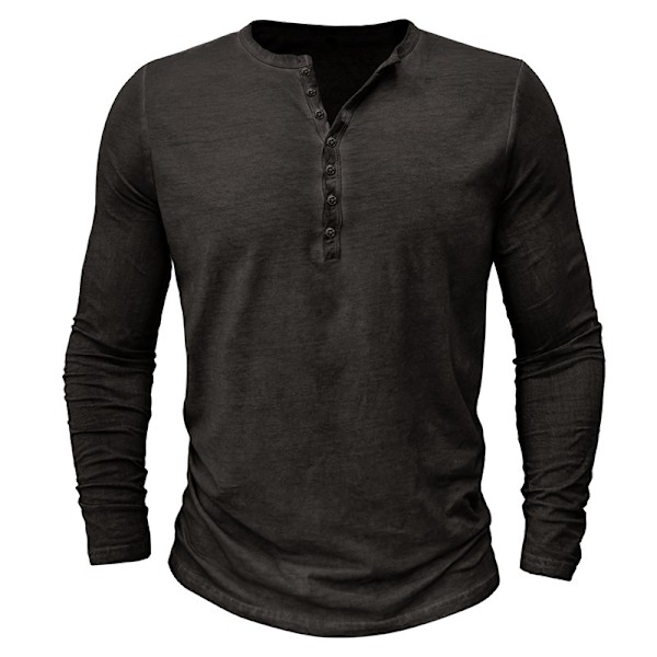 Långärmad Henley t-shirt för män i bomull light grey S