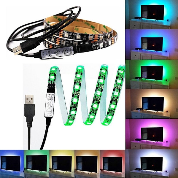 LED-färgskiftande bakgrundsbelysningsremsa för TV MultiColor 2m