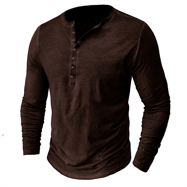 Långärmad Henley t-shirt för män i bomull light brown Euro M