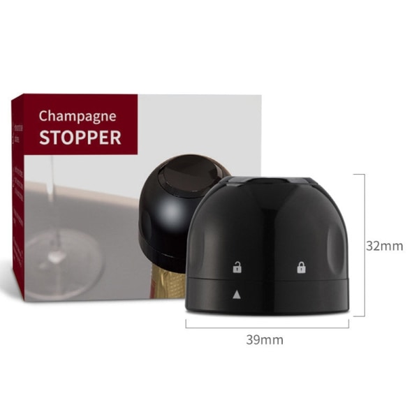 Silikonförseglad vinpropp och champagneflaskproppset Black 2 pcs