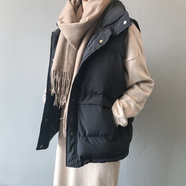 Varm dunväst för dam black XXL