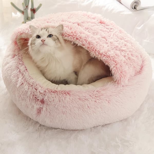 Halvtäckt fluffig bädd för husdjur khaki