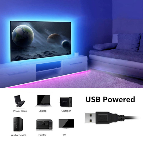 LED-färgskiftande bakgrundsbelysningsremsa för TV MultiColor 2m