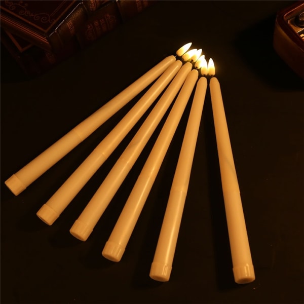 Flameless LED taper candles with remote White 8 pcs