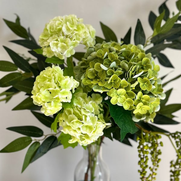 Konstgjord hortensia blomsterbukett green