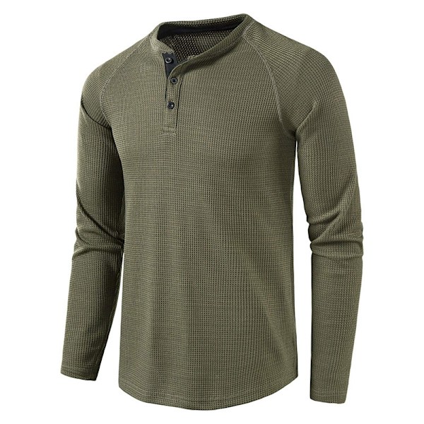 Casual Henley-skjorta för män DarkGreen Euro M