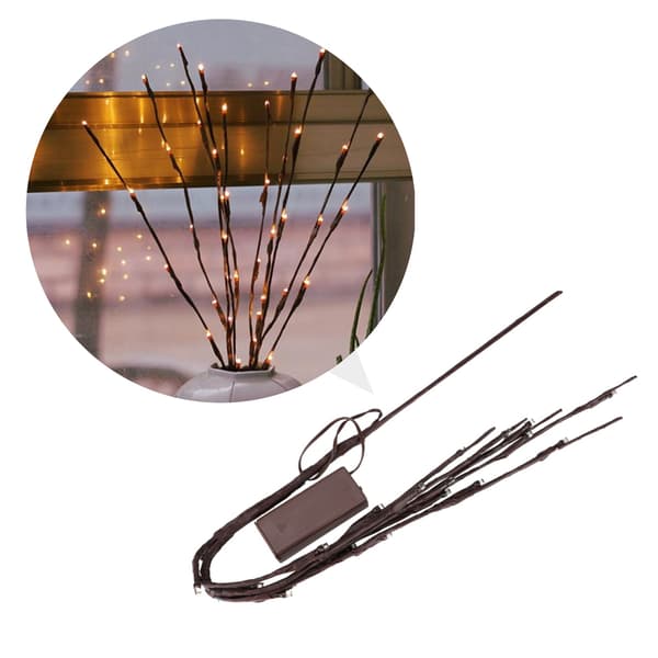 Videkvistar med LED-lampor, 2-pack varmvit
