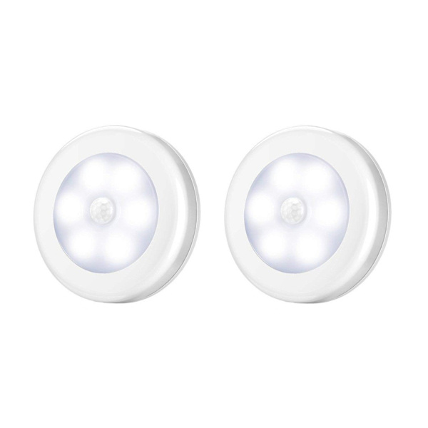 6 LED rörelseaktiverad kallvit vägglampa - 2pack vit