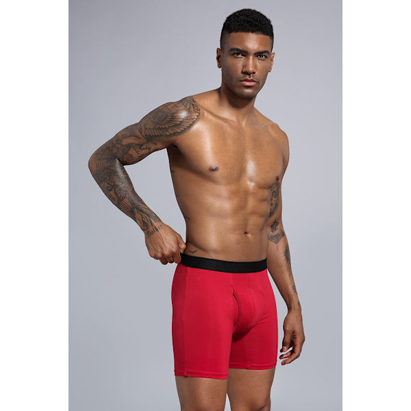 Bekväma långa boxershorts - 3pack röd Red Euro M