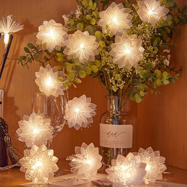 Batteridrivna blomsterljusslingor White 2m (10LEDs)