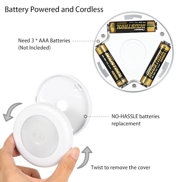 6 LED rörelseaktiverad kallvit vägglampa - 2pack vit