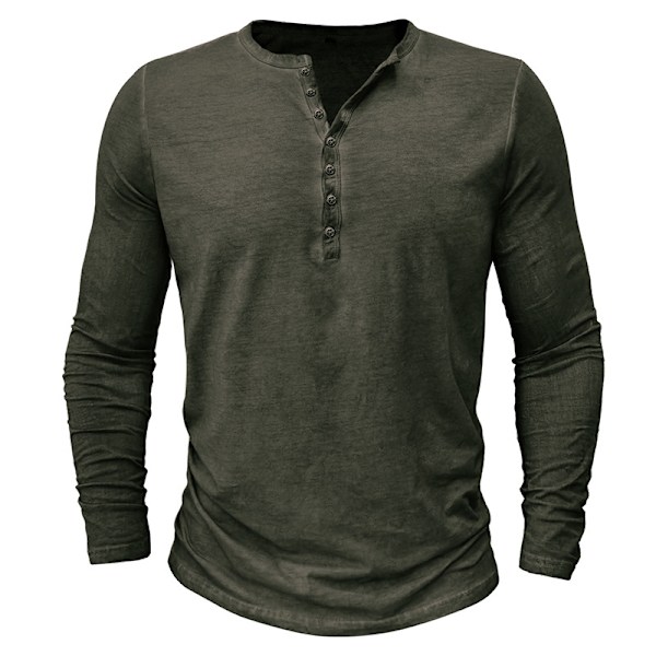 Långärmad Henley t-shirt för män i bomull dark grey Euro L