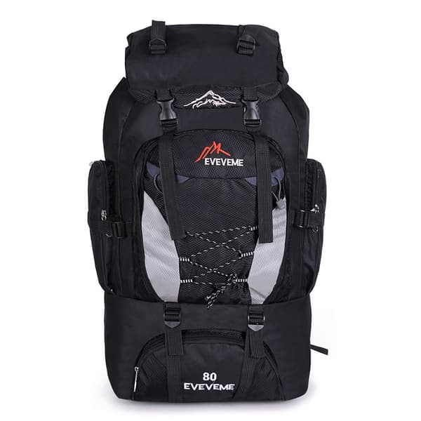 Rymlig 80-liters friluftsryggsäck black