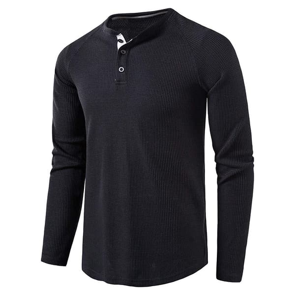 Långärmad Henley-skjorta för män black Euro S