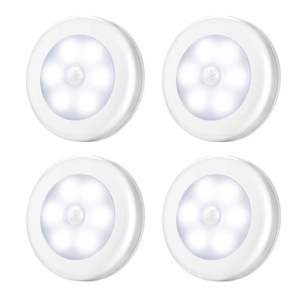 6 LED PIR-sensor rörelseaktiverad kallvit vägglampa - 4pack silver