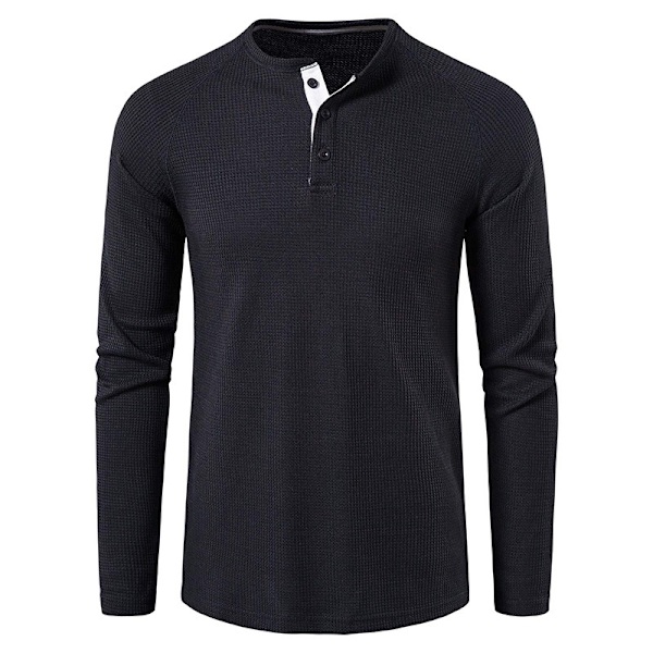 Casual Henley-skjorta för män Black Euro S