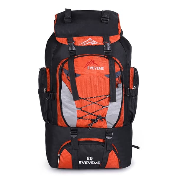 Rymlig 80-liters friluftsryggsäck orange