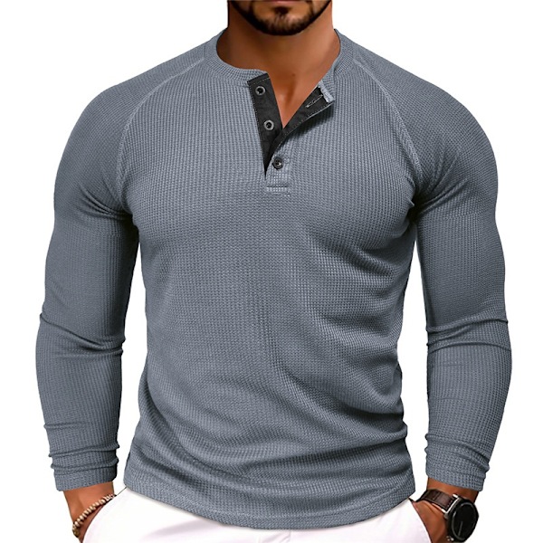 Casual Henley-skjorta för män DarkGrey Euro M