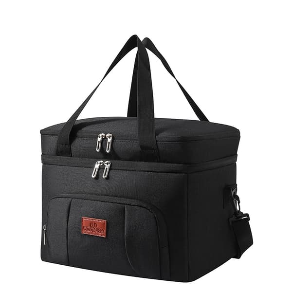 Large capacity double layer Insulated lunch bag black L (33 * 29 * 26cm)