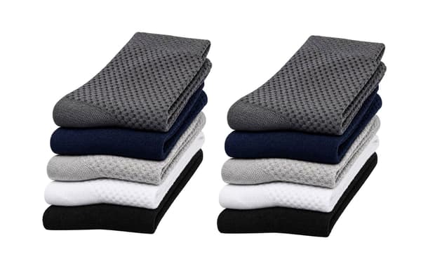 Herrstrumpor i bambu med textur, halvhöga, 10-pack mixed 1 38-43