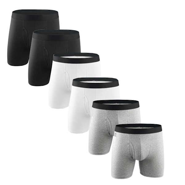 Bekväma långa boxershorts - 6pack black, white, grey Euro XL