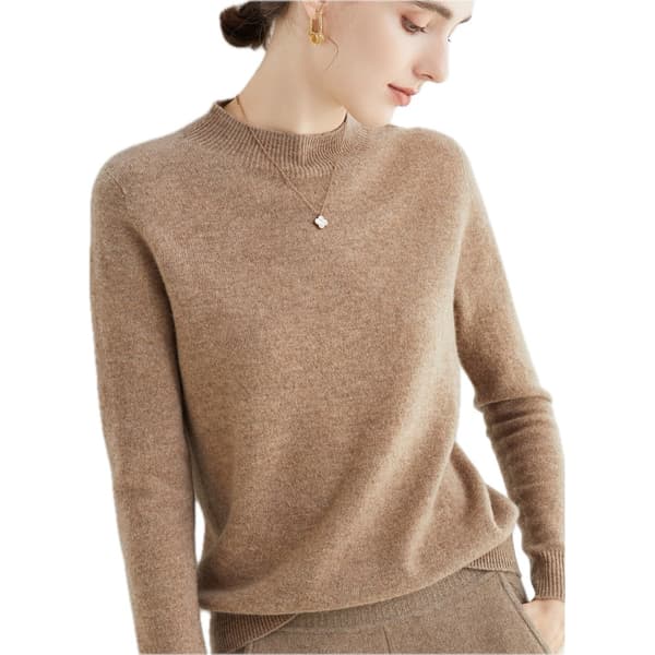Damtröja i 100 % ull Khaki XS