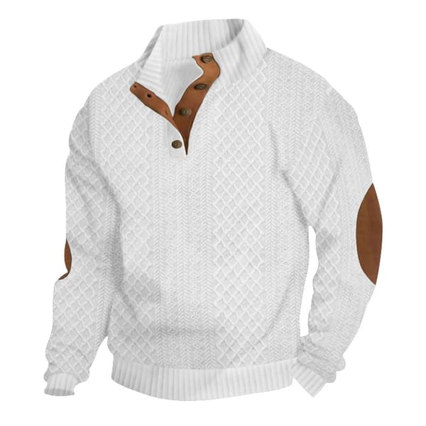 Stickad herrtröja med ståkrage light blue S