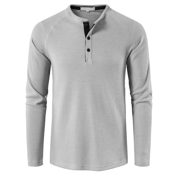 Långärmad Henley-skjorta för män light grey Euro S
