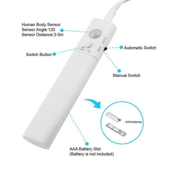 Rörelseaktiverad LED-ljuslist - varmvit varm vit 2m