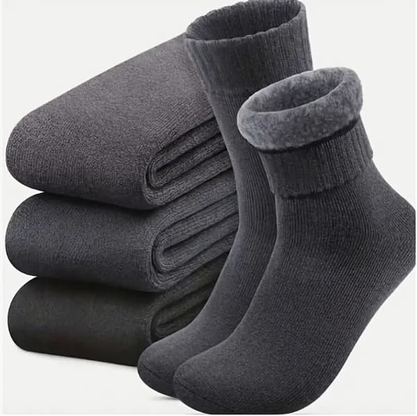 Herrsockor för vintern, värmande, 3-pack black, grey, brown